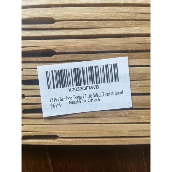 12PCS 7" Bamboo Tongs – Toast, Cheese, Fruits, Salad & Serving Kitchen Tool - Picture 2 of 4